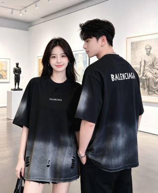Balenciaga Black Distressed Oversized T-Shirt view 8