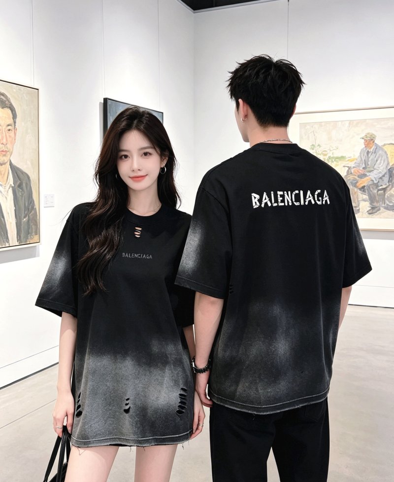 Balenciaga Black Distressed Oversized T-Shirt view