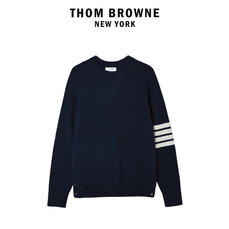 Navy Striped Sleeve Knit Sweater view