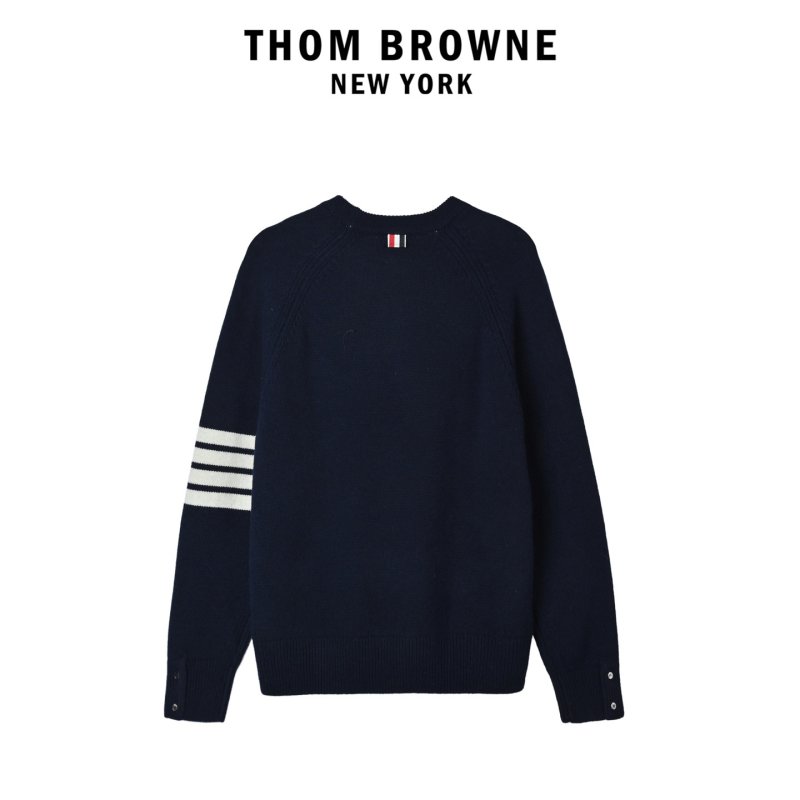 Navy Striped Sleeve Knit Sweater view