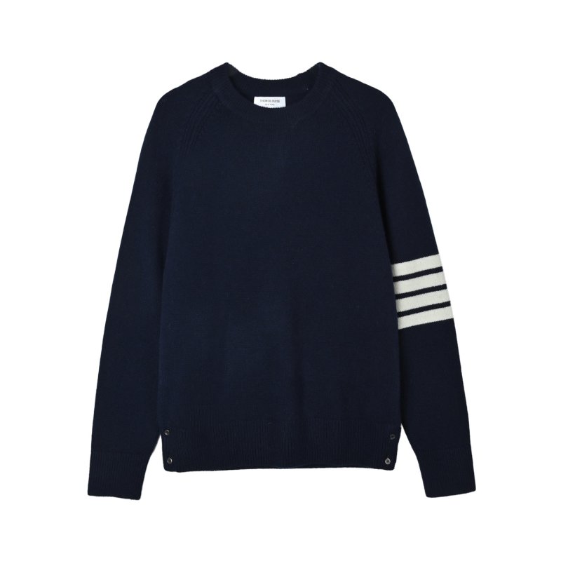 Navy Striped Sleeve Knit Sweater view
