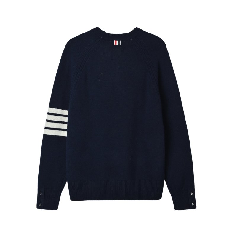 Navy Striped Sleeve Knit Sweater view