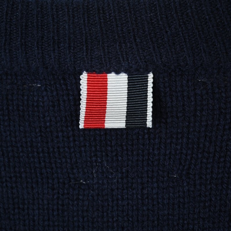 Navy Striped Sleeve Knit Sweater view
