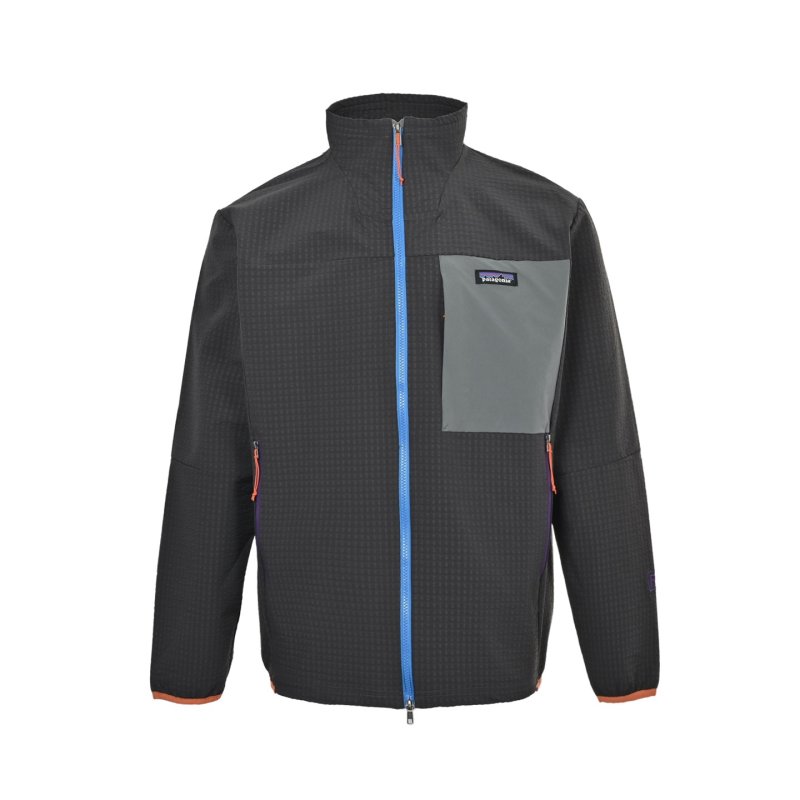 Patagonia Logo Zip Fleece Jacket Black Grey