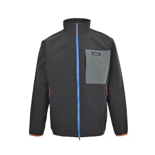 Patagonia Logo Zip Fleece Jacket Black Grey