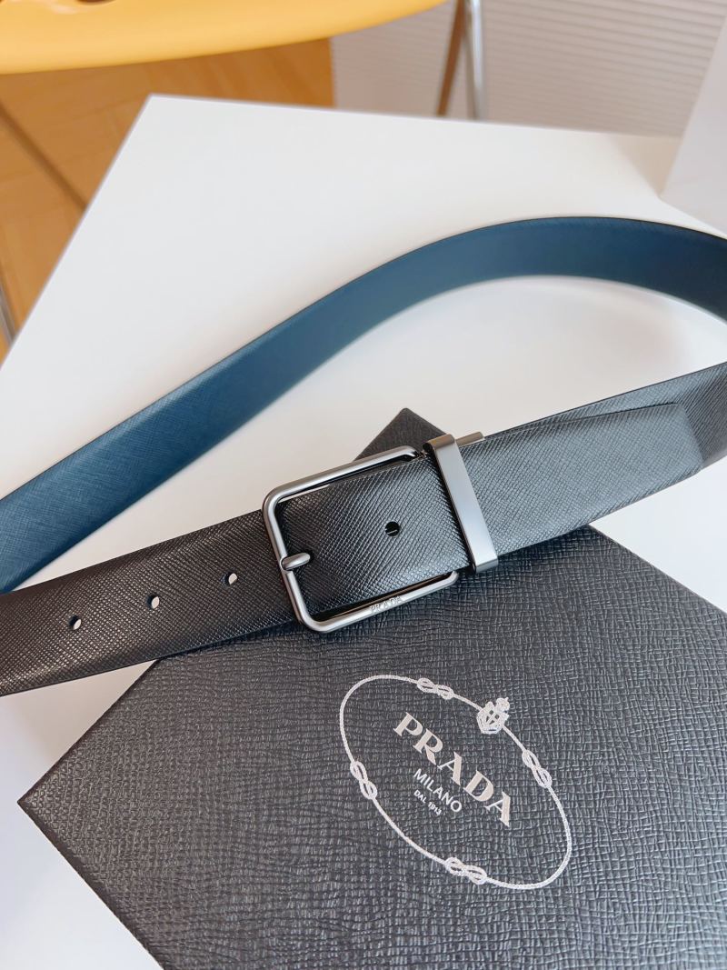 Prada Saffiano Leather Belt - Black with Silver Buckle view