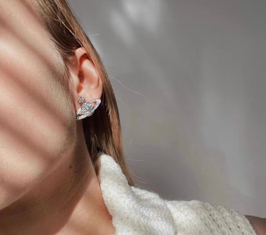 Vivienne Westwood Orb Crystal Stud Earrings Silver view