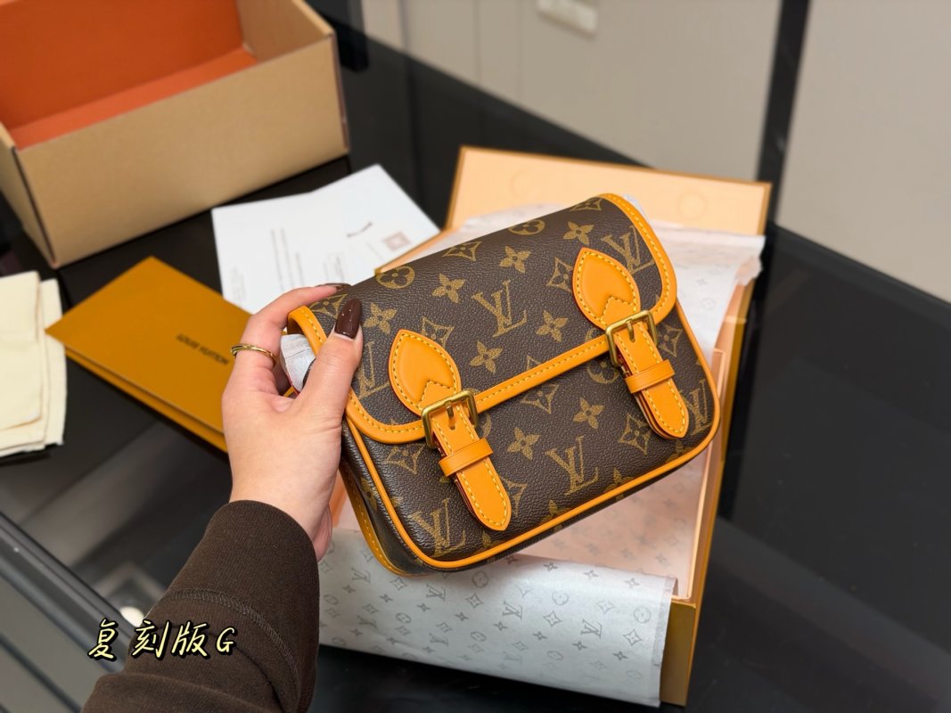 Louis Vuitton Monogram Satchel Messenger Bag Brown Orange view