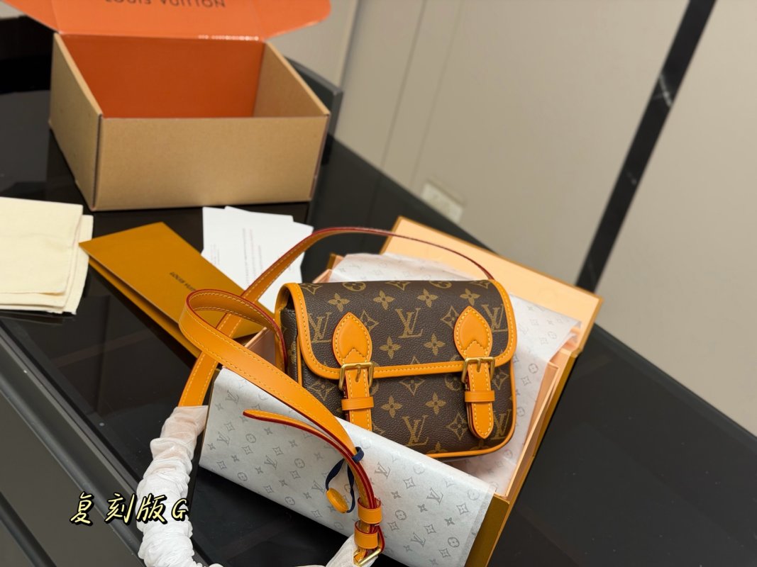 Louis Vuitton Monogram Satchel Messenger Bag Brown Orange view
