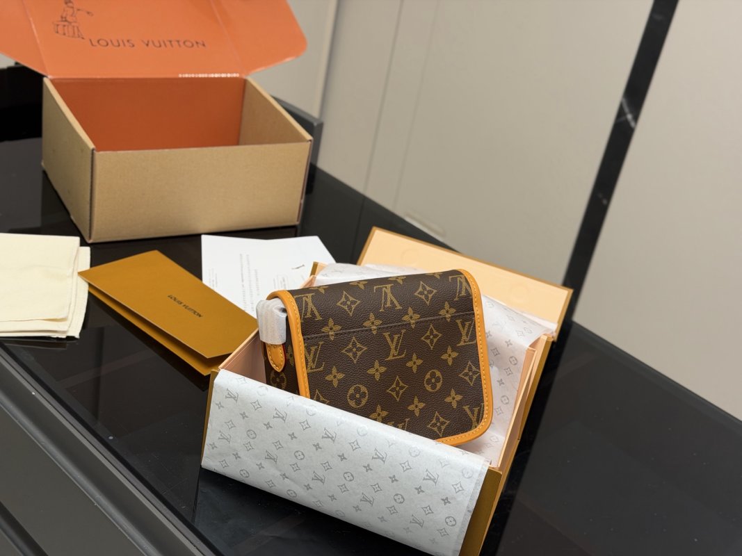 Louis Vuitton Monogram Satchel Messenger Bag Brown Orange view