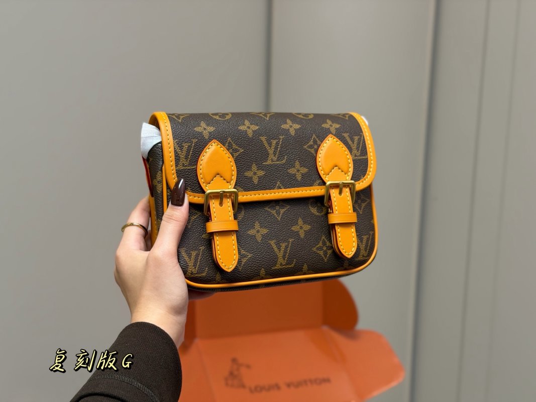 Louis Vuitton Monogram Satchel Messenger Bag Brown Orange view