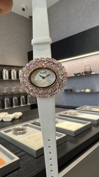 Piaget High Jewelry Diamond Sapphire Watch White Gold Rose Gold view 2