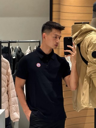 Canada Goose Black Short Sleeve Polo Shirt view 8