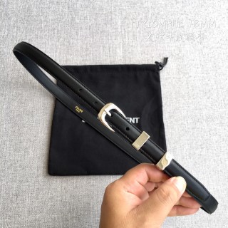 Celine Black Leather Belt with Gold Hardware 1.8cm