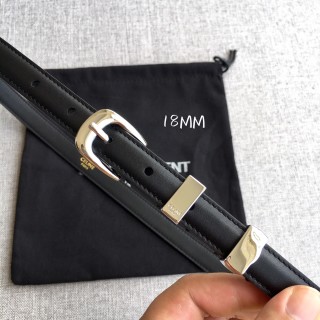 Celine Black Leather Belt with Gold Hardware 1.8cm view 2
