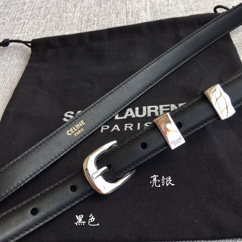 Celine Black Leather Belt with Gold Hardware 1.8cm view