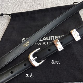 Celine Black Leather Belt with Gold Hardware 1.8cm view 3