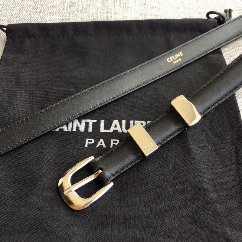 Celine Black Leather Belt with Gold Hardware 1.8cm view