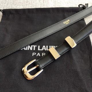 Celine Black Leather Belt with Gold Hardware 1.8cm view 5