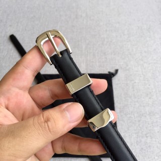 Celine Black Leather Belt with Gold Hardware 1.8cm view 6