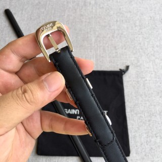 Celine Black Leather Belt with Gold Hardware 1.8cm view 7