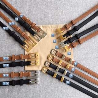 Celine Black Leather Belt with Gold Hardware 1.8cm view 8