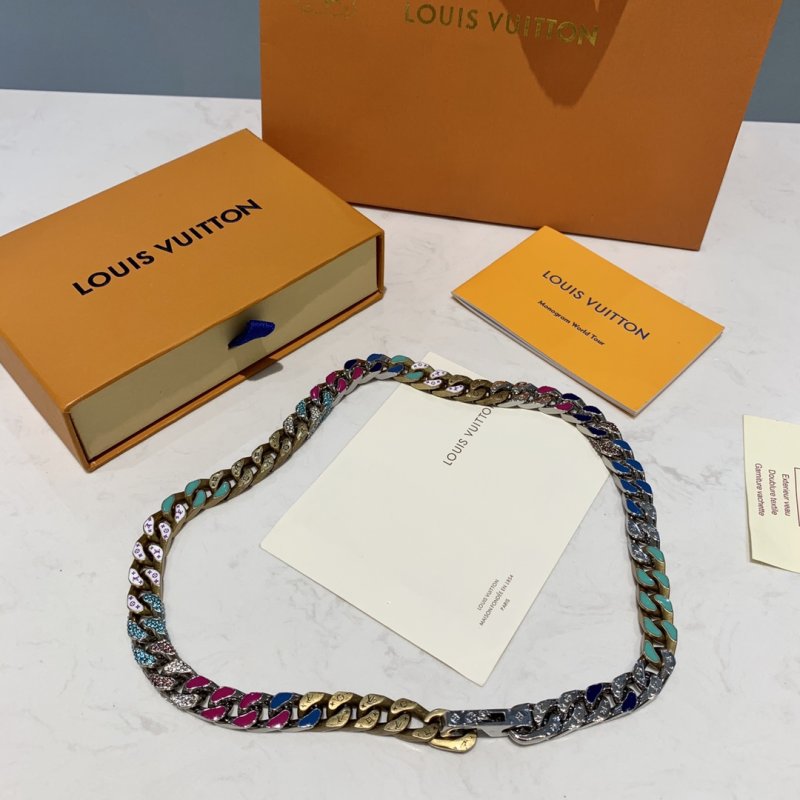 Louis Vuitton Chain Links Multicolor Cuban Necklace 60cm
