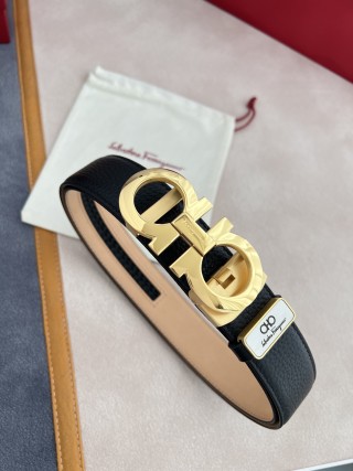 Ferragamo Gancini Buckle Black Leather Belt view 2