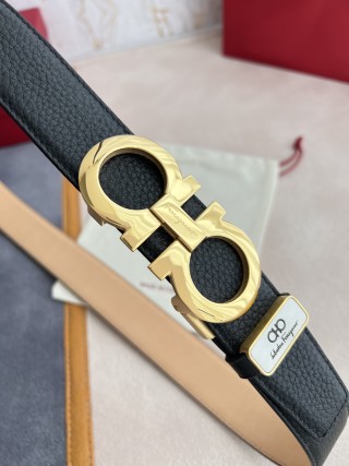 Ferragamo Gancini Buckle Black Leather Belt view 3