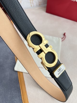 Ferragamo Gancini Buckle Black Leather Belt view 4