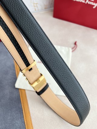 Ferragamo Gancini Buckle Black Leather Belt view 5