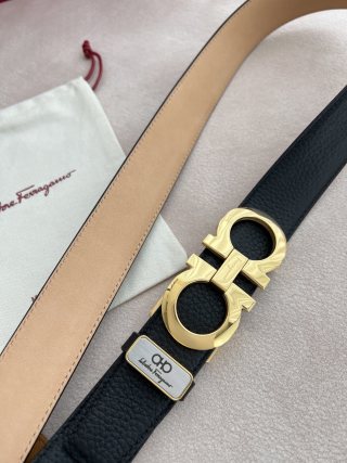Ferragamo Gancini Buckle Black Leather Belt view 6