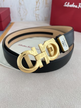 Ferragamo Gancini Buckle Black Leather Belt view 7