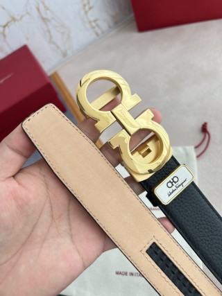 Ferragamo Gancini Buckle Black Leather Belt view 9