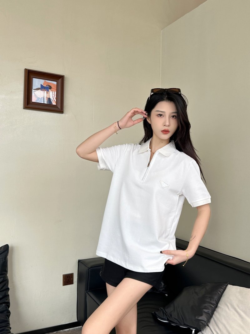 Prada White Short-Sleeve Polo T-Shirt