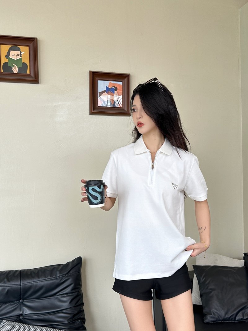 Prada White Short-Sleeve Polo T-Shirt view