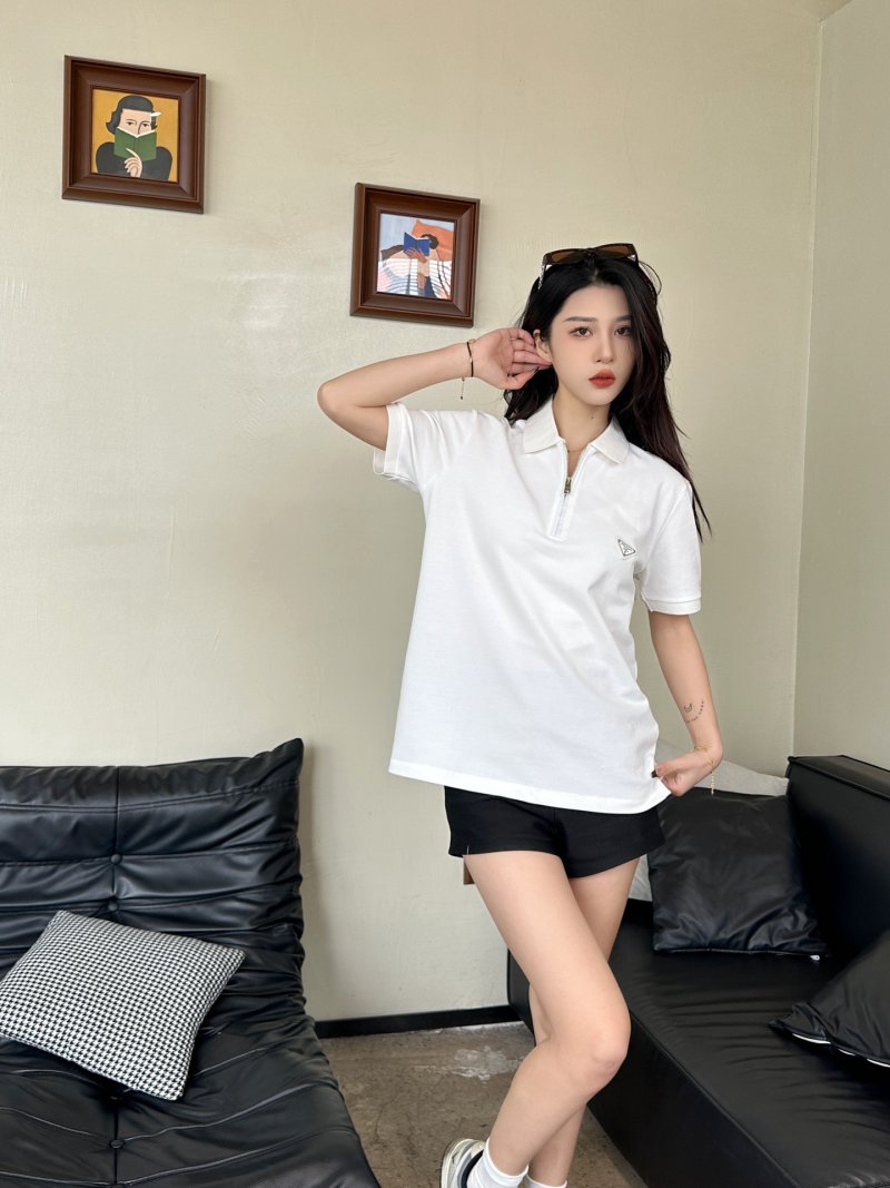 Prada White Short-Sleeve Polo T-Shirt view