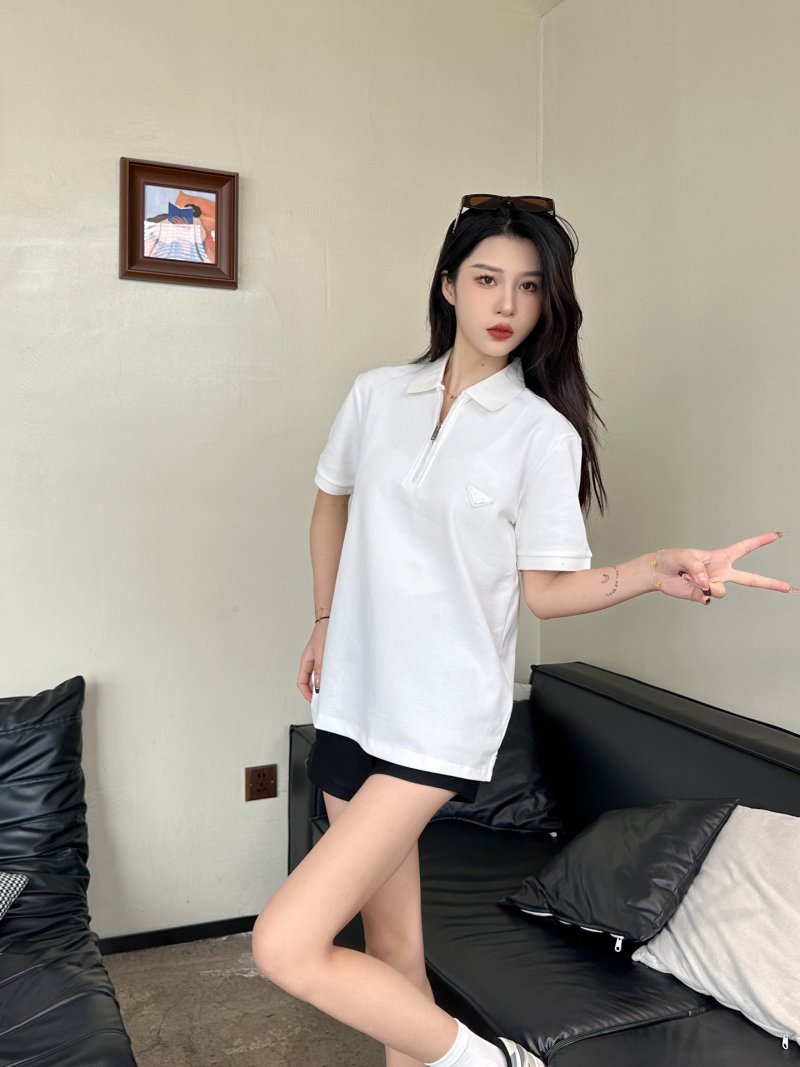 Prada White Short-Sleeve Polo T-Shirt view