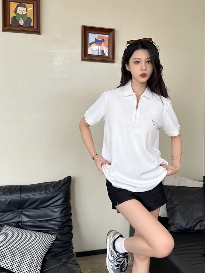 Prada White Short-Sleeve Polo T-Shirt view