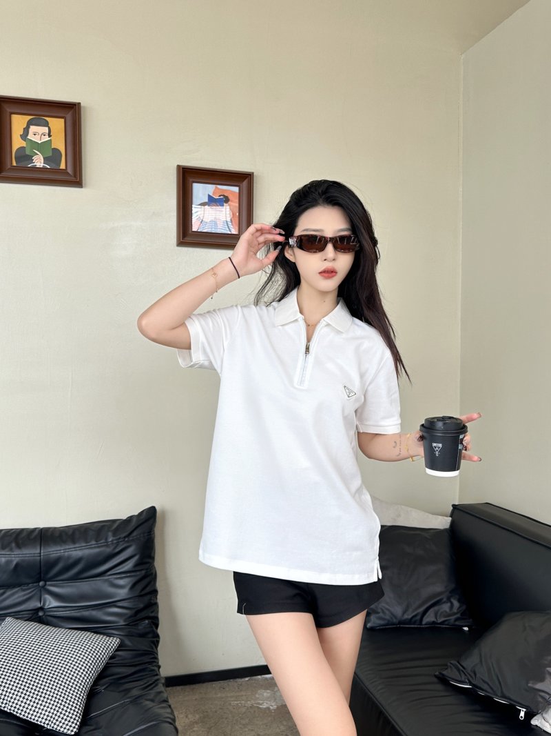 Prada White Short-Sleeve Polo T-Shirt view