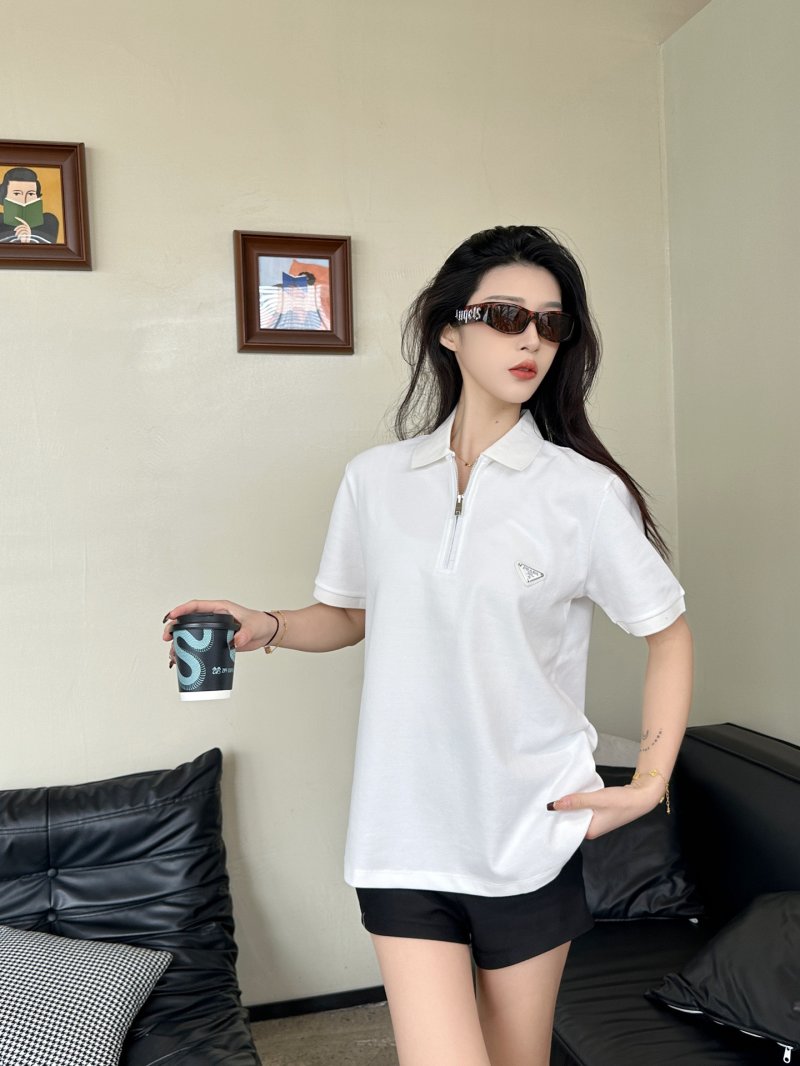 Prada White Short-Sleeve Polo T-Shirt view