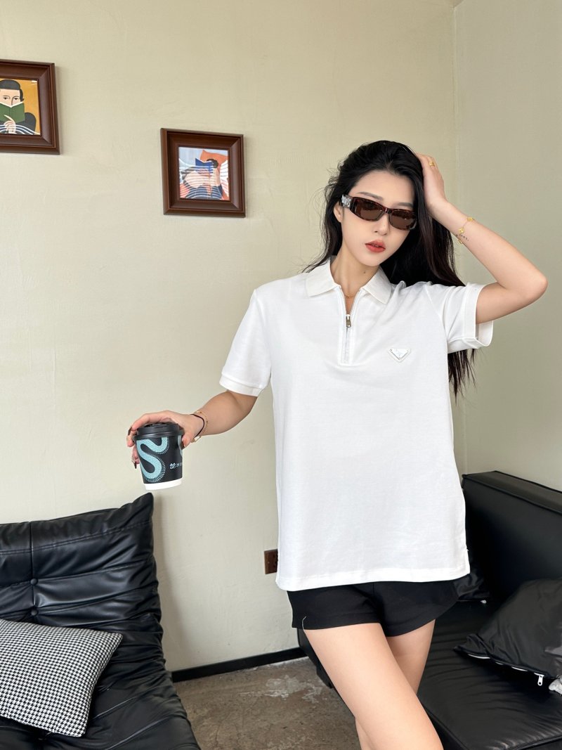 Prada White Short-Sleeve Polo T-Shirt view