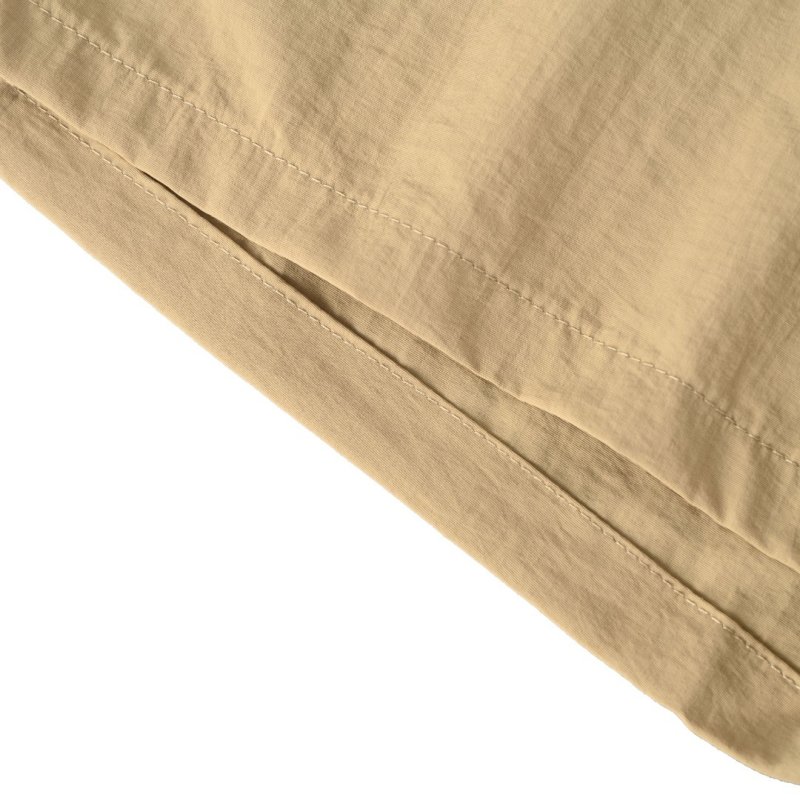 Beige Nylon Shorts with Checkered Side Stripe view