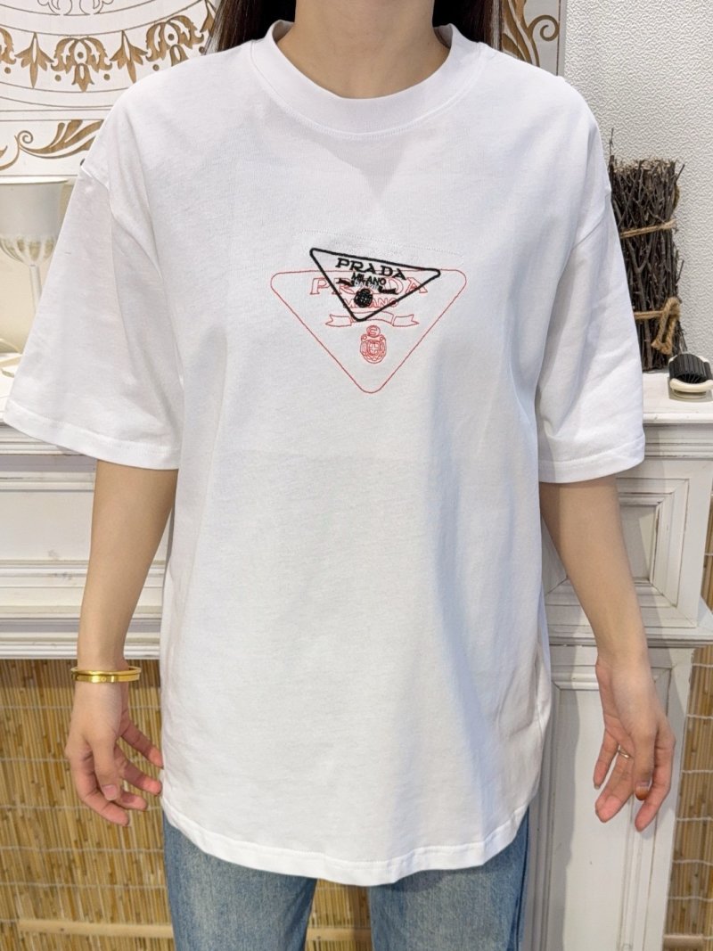 Prada Triangle Logo Cream T-Shirt view