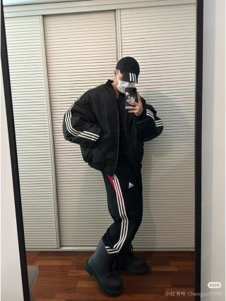 Balenciaga Black Triple Stripe Baseball Cap view 9