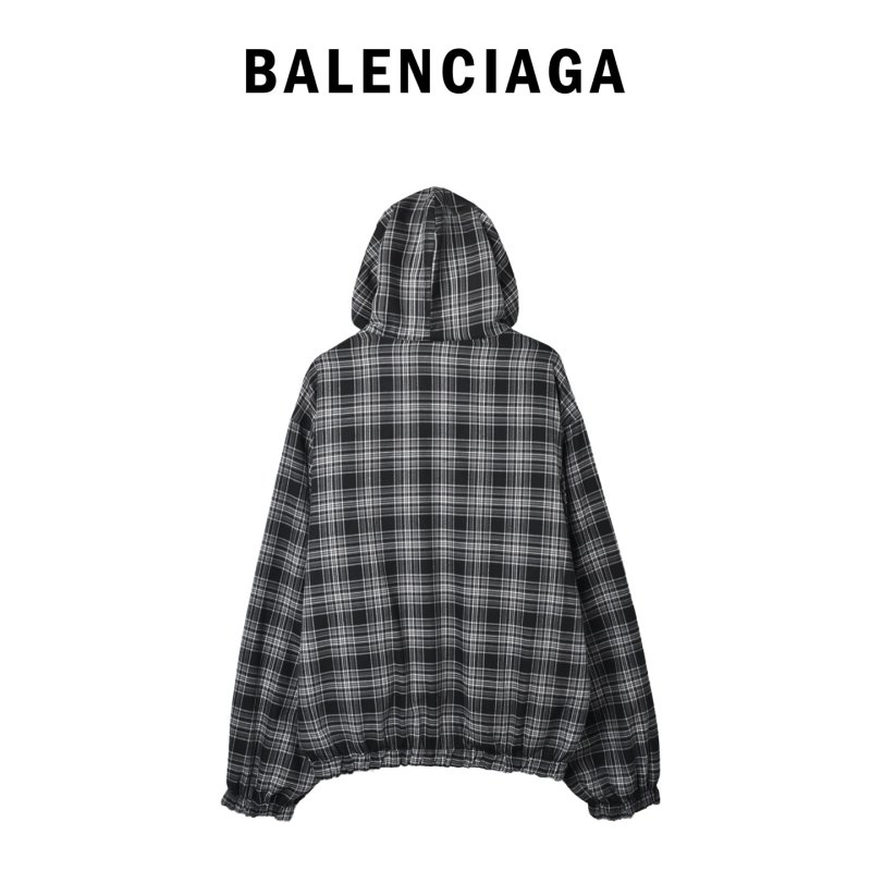 Black & White Plaid Oversized Bomber Jacket view