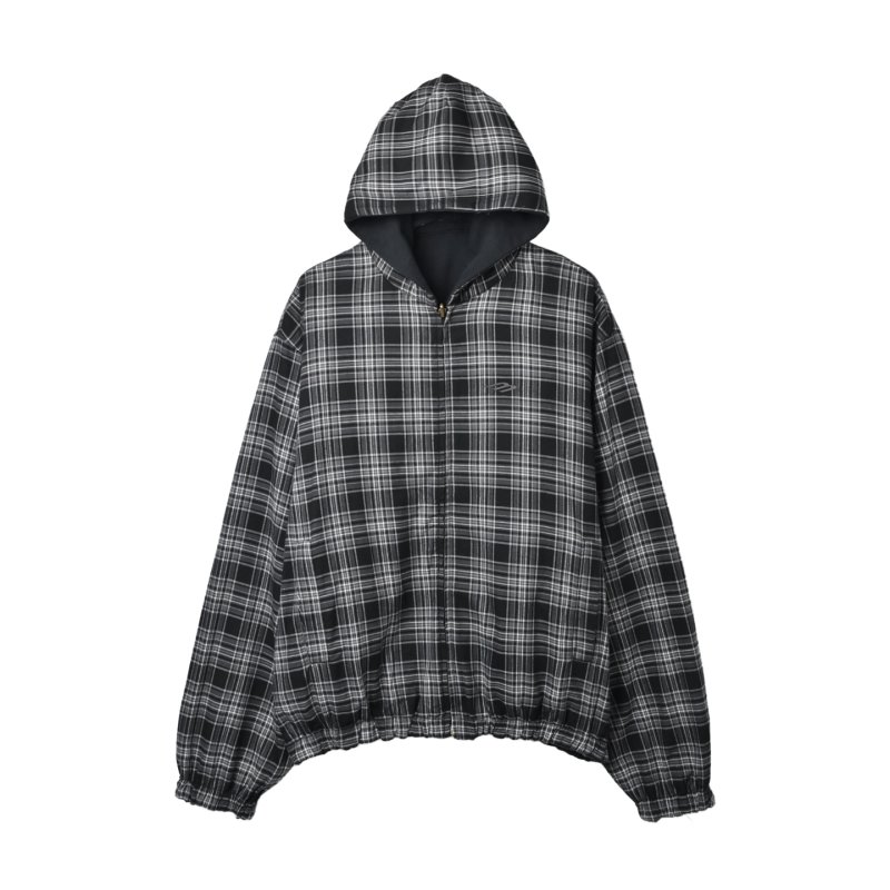 Black & White Plaid Oversized Bomber Jacket view