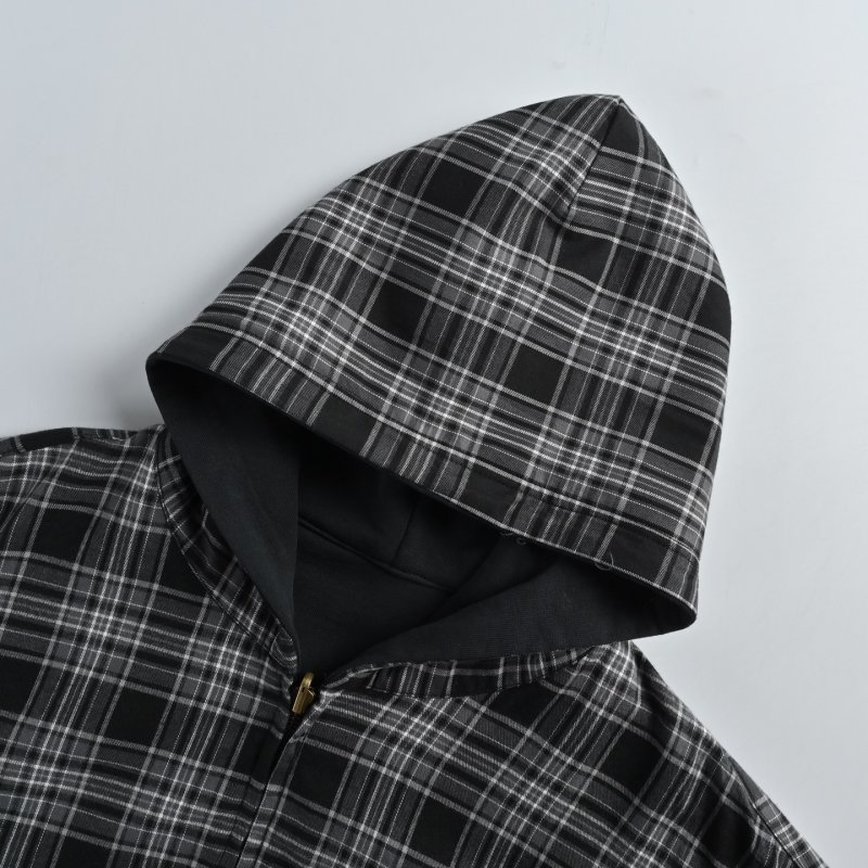 Black & White Plaid Oversized Bomber Jacket view