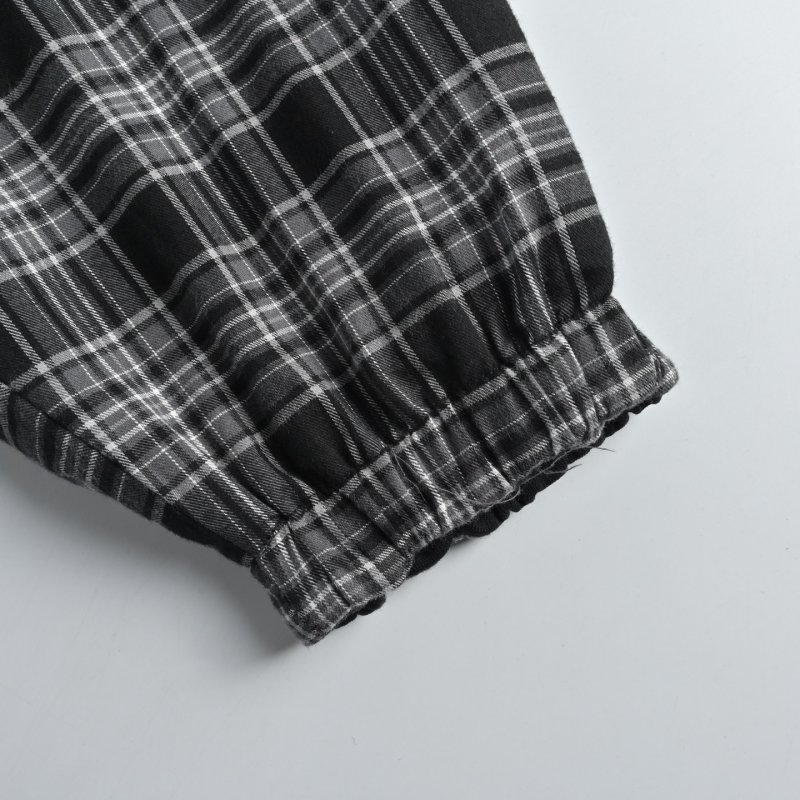 Black & White Plaid Oversized Bomber Jacket view