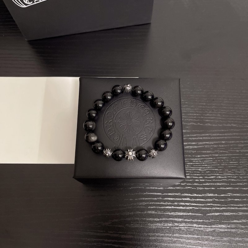 Chrome Hearts Silver Ball Cross Bead Bracelet
